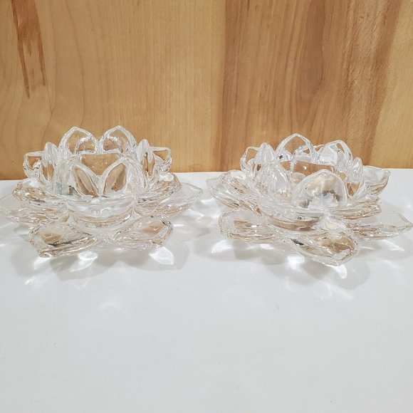 2012 Partylite Lotus Flower Votive Holder set of 2 tealights P91289 floral - Picture 2 of 12